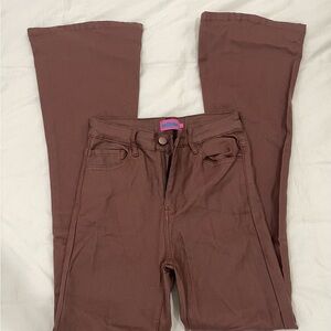 Edikted Brown Leather Flare Pants